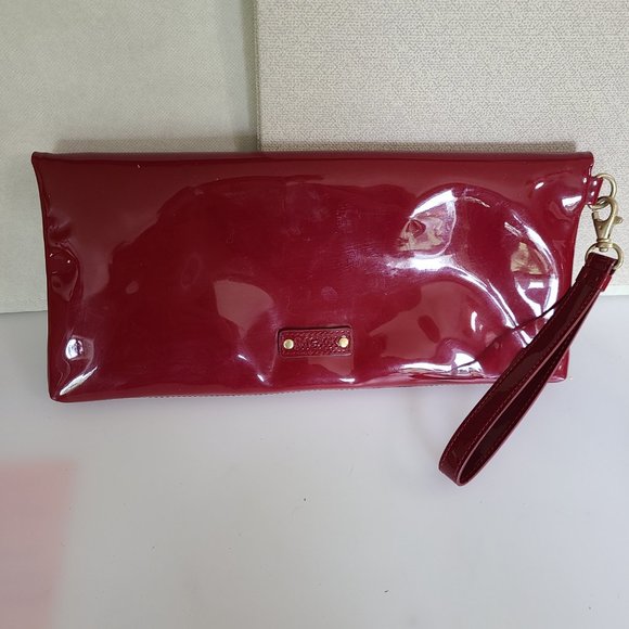 Mexx Patent Red Clutch - Flat Purse with Wristlet - Picture 2 of 5